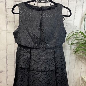 Tulle for Anthropologie Black Polka Dot Sleeveless Peplum Pleated Midi-Dress